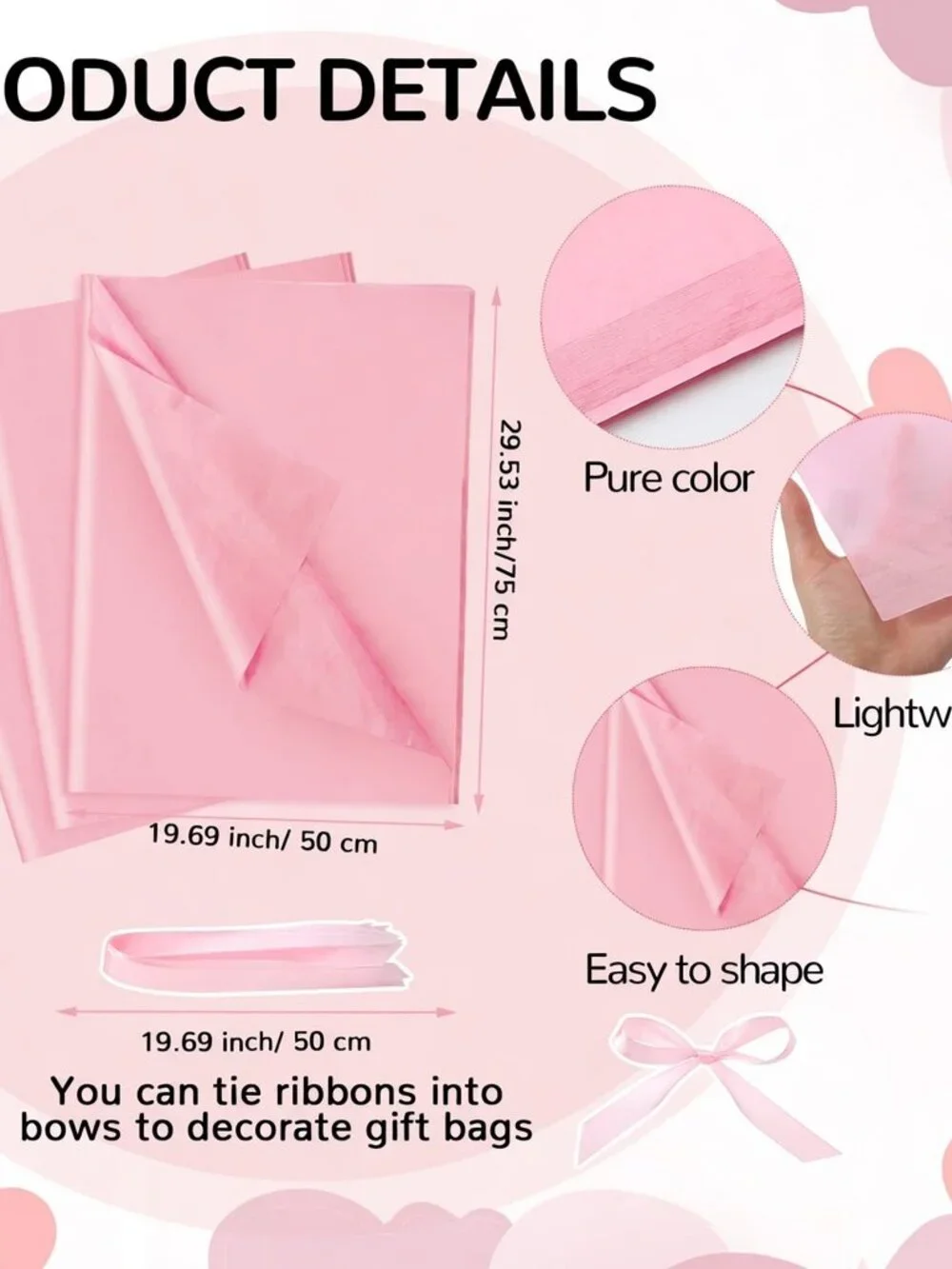 10 Pink Baby Shower Gift Bags with Tissue and Ties - 8.26x5.91x3.15 Inches